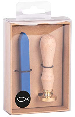 Rayher 29207376 Siegel Set Fisch, 2,5cm ø, royalblau, 1 Stempel, 1 Wachs ca.12g, SB-Box 1Set