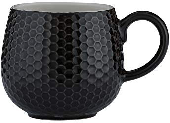 Mason Cash Geprägte Steingut Tasse | Schwarz | 350 ml | Cappuccino Tassen mit Wabenmuster | Spülmaschinen- und mikrowellengeeignet | Steingut Kaffeebecher | Kaffeetassen Vintage