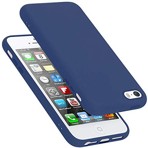 cadorabo Coque Compatible avec Apple iPhone 5 / 5S / SE 2016, Étui Housse en Silicone- Coque pour iPhone 5 / 5S / SE 2016- Protection Antichoc, Anti-Empreintes- TPU Housse - Mat Liquid Blue