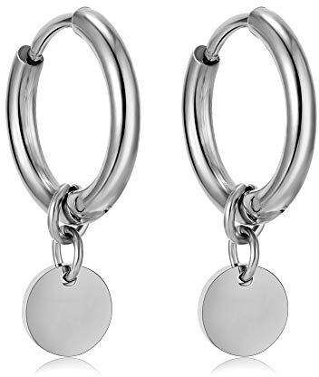 Kim Johanson Edelstahl Damen Ohrringe *Coins* in Silber, Gold & Roségold | Creolen mit runden Plättchen | Boho Schmuck | Kreise Ohrstecker inkl. Schmuckbeutel (Silber)