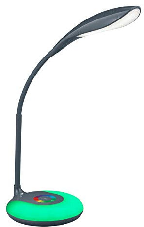 Reality Leuchten LED Schreibtischleuchte Krait R52781242, Kunststoff schwarz, Fuß mit Farbwechsel RGB LED, inkl. 3.5 Watt LED, Anthrazit