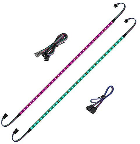 BTF-LIGHTING LED RGB Striscia luminosa per PC 2PCs 19in Striscia LED indirizzabile individualmente per connettori RGB a 4 pin 12V per ASUS Aura Sync, Gigabyte RGB Fusion, Mystic Light RGB