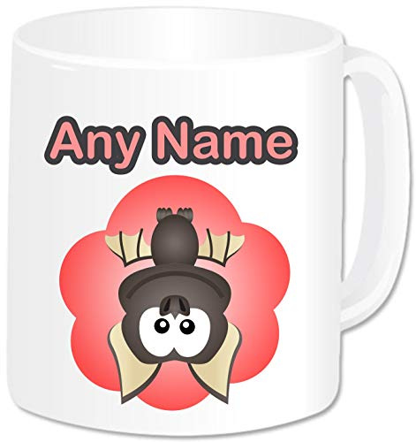 Personalised Gifts - Animal Bat Mug Coffee Tea Cup with Name - Novelty Birthday Christmas Gifts for Kids Women Men