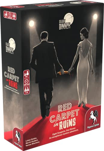 Pegasus Spiele 19010E - Deadly Dinner - Red Carpet in Ruins - Murder Mystery at Home for 6 to 8 Players - Krimidinner auf englisch für 6 bis 8 Spieler - English Crime Solving Game