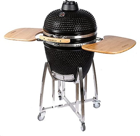 Fresh Grills Ceramic BBQ Grill - Mini Kamado BBQ Oven, Barbecue Grill and Charcoal Smoker with Stand - Portable Oven for Outdoor Cooking and Camping… (21 inch - Mega)