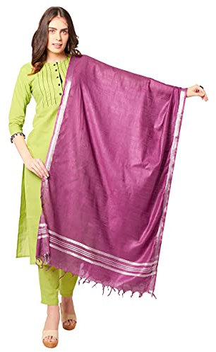 DUPATTA BAZAAR Lila Uni-Leinen-Dupatta für Damen (Lila, Frei)