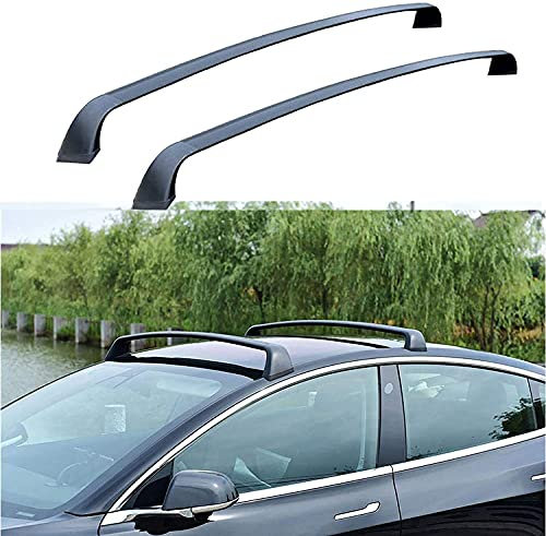 für Tesla Model 3 2017 2018 2019 2020 2021 Aluminium DachträGer Crossbar AutodachträGer QuerträGer Schlossstangen Fahrrad DachträGer HalterungsträGer TragfäHigkeit RelingträGer ZubehöR(2 StüCk)