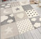 Kinderteppich Babyteppich Patchwork Wolke Herz Sterne Mond Punkte Dots | Teppich für Kinderzimmer | Verschiedene Farbvarianten, Farbe:Grau, Maße:80x150 cm