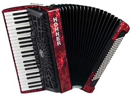 Hohner Bravo III 120 Chromatisches Klavierakkordeon Perlrot