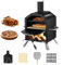 Pizzello Horno de pizza al aire libre de 2 capas de leña, horno de pizza exterior de 12 pulgadas con piedra, pelador de pizza, cubierta, estante de cocina extraíble para camping, patio trasero,
