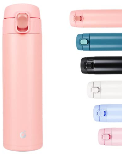 CodiCile Travel Mug, Reusable Coffee Cups with BPA-Free & Leakproof Lid,Coffee Flask for Hot and Cold Drinks,Double Wall Insulated Coffee Mug,Coral Pink,450ml