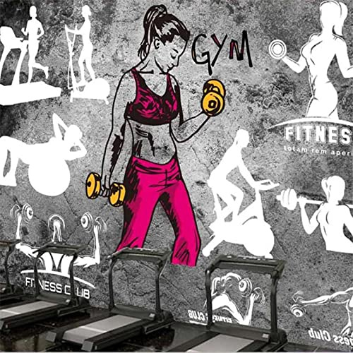 YABAOST Fotomurales Decorativos Pared 3D 300X200Cm Fotomurales 3D Foto-Mural Papel Pintado Gimnasio Garabatos Patrones Impermeable De Pvc Autoadhesivo ​Sala De Estar Dormitorio Tv Fond
