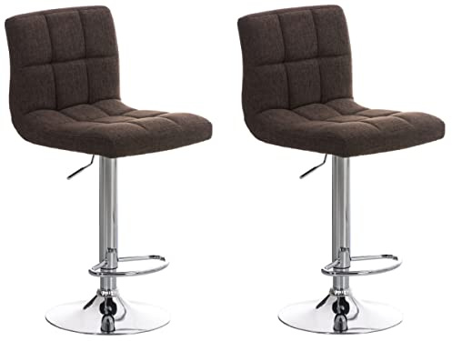 CLP 2er Set Barhocker Peru Mit Stoffbezug I Drehbare, Höhenverstellbare Barstühle Mit Lehne & Metallgestell In Chrom-Optik | Farbe braun