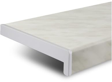 TJ Fensterbank Innen Kunststoff Marmoroptik / 40 x 50 cm Fensterbank inkl. Seitenabschluss/PVC Fensterbank nach Maß/Fensterbank Innen kratzfest und feuchtigkeitsundurchlässig