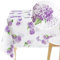 KP HOME Weiß Wachstuchtischdecke mit Großes Blumen Muster Wasserdicht Wachstuch Rechteckig 200 x 140 Violett Hortensien Wachstischdecke PVC Tischdecke Abwischbare Kunststoff Pflegeleicht für Outdoor