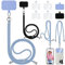 Aulese 2 Stück Handykette Universal, Unisex Einstellbares Handyband zum Umhängen, Handyschnur Schlüsselband mit 6 Pad Kompatibel mit Alle Smartphone, Handyhülle Kette Lanyard (Schwarz + Hellblau)