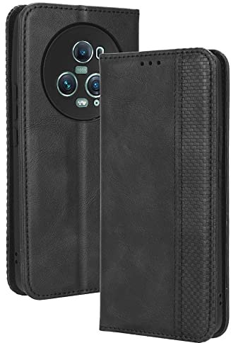 XINNI Housse pour Telephone Honor Magic 5 Pro 5G Etui, PU/TPU Retourner Cuir Coque Magnétique Portefeuille, Noir