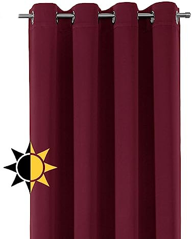 BEAUTEX Verdunkelungsgardine mit Ösen, Blackout Ösenschal Blickdicht abdunkelnd, Größe und Farbe wählbar (Breite: 140 cm, Höhe: 175 cm, Bordeaux)