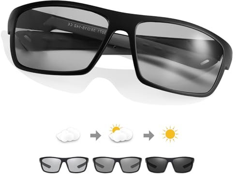 TJUTR Fahrradbrille Sportbrille Selbsttönend Photochromatisch Sonnebrille Fahrrad Brille für Rennrad, MTB und Joggen! Hochwertige Sportsonnenbrille mit UV400 Schutz