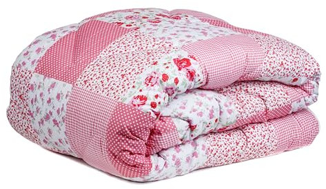 Zelesta Wonderbed Bettdecke 200x200 cm 4 Jahreszeiten - Bettwäsche winterdecke und Sommer-Bettdecke warm Duvet - Waschbare bettdecke ohne Bezug - Anti-Allergene Steppdecke (Patchwork Pink)