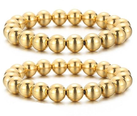 Mesnt Ketten Armband Damen, Edelstahl 4/6/8/12mm Stapelbares Perlen Armband 16cm Elastisch für Damen