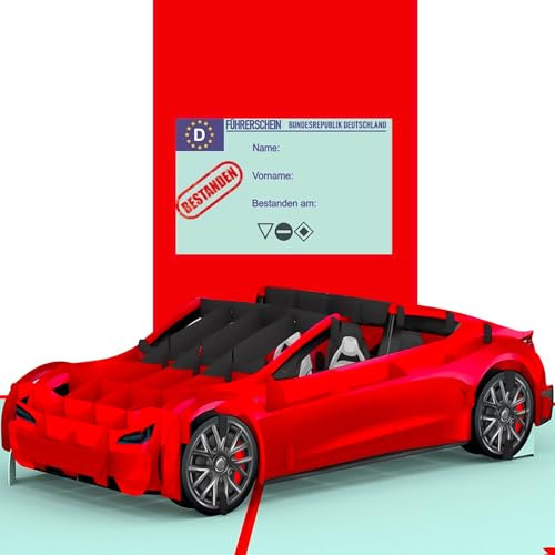 Liebessa - 3D Pop-Up Karte Autoführerschein, Führerschein Bestanden Gratulation Karte, Geschenkidee für Fahranfänger, originelle Glückwunschkarte zum Führerschein, besonderes Geschenk für neue Fahrer