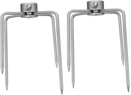 Kisangel 2pcs Metal Rotisserie Meat Forks Bbq Accessory for Grill Spit Rods Chrome-plated Steel Barbecue Rotating Skewers for Outdoor Cooking