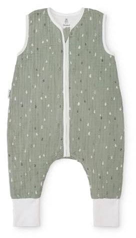 Ehrenkind® Baby Sommerschlafsack mit Füßen Musselin | aus weicher OEKO-TEX zertifizierter Bio-Baumwolle | Sommer Baby Schlafsack 1 TOG Gr. 70 Farbe Jade Tropfen
