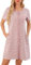 Lovasy Chemise de Nuit Femme Coton Chemise de Nuit Manches Courtes à Rayure Robe De Nuit Boutonnée Devant Tee Shirt de Nuit Femme Grande Taille avec Poches Latérales A Rose XXL