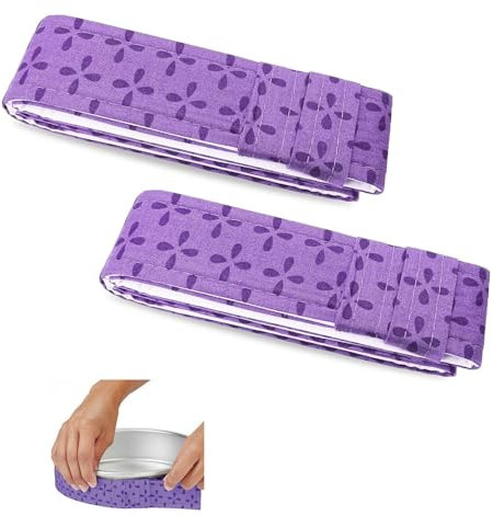 Gkuehry 2 PCS Baking Cake Strips, Cake Pan Strips Baking Tin Wraps Adjustable Baking Even Strip,Cake Strips for Cake Pan Strips Baking Tool,Purple, WHBQXS0168