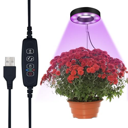 tekenewbse Luz de Crecimiento para Plantas, Grow Light, 48 LED Luz de Crecimiento de Espectro Completo, 3 Modos con Temporizador Automático 3H/9H/12H, Focos LED Cultivo Interior