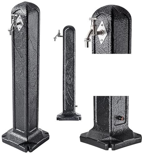 KADAX Wassersäule aus Kunststoff, Gartenwasserhahnsäule, Wasserzapfsäule, Wasserzapfstelle, Garten Säule mit Hahn, Freistehender Wasserhahn (Anthrazit)