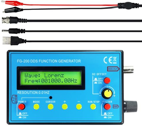 Jemora FG-200 DDS Funzione Generatore di segnali Contatore di frequenza 0,01 Hz - 500 KHz Modulo sorgente di segnale Sinusoidale + quadrato + forma d'onda a dente di sega