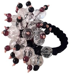 Comarco Sa - Anillo de piedras naturales, cristal facetado y granate rojo, elástico, Acrílico, Cristal Granate