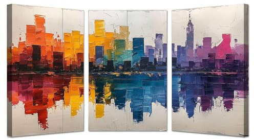 AMXBZC 3Pcs Cuadros Dormitorios, Líneas de tinta de color pintura de la pared impresión imagen en la lona Fotos para la Decoración Moderna Ministerio - 20x30cmx3 Enmarcado
