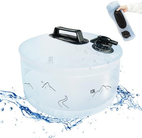 DEIRIS Bidon Eau Pliable 13 L, Réservoir d'eau Pliable, Bidon Eau Potable, avec Robinet, sans BPA, 100% Hermétique, Idéal pour Le Camping et Le Stockage d'eau