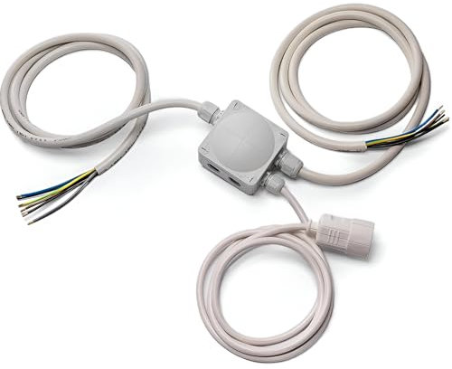 Küchenanschlussbox-Set, Splitter-Box mit 2m Kabel - Küchenanschlussverteiler 3-fach zum Anschluss von Kochfeld/Herd & Backofen inkl. Phasenprüfer & Befestigung | IP20 Stromverteiler (C-E-E)