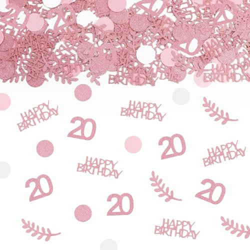 TUZELIYA Konfetti 20 Geburtstag Deko Roségold,200 Stück Tischdeko Deko 20 Geburtstag Frau Mann,20. Geburtstag Deko Konfetti,20.ter Streudeko Geburtstag Konfetti Frauen Männer