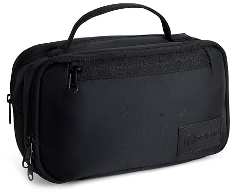 OTHEGO Premium Kulturbeutel für Herren, langlebige Herren-Kulturbeutel, wasserabweisend, für Pflege, Reise-Toilettenartikel und wichtige Dinge, Schwarzer und schwarzer Reißverschluss, Umgekehrte