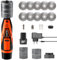 Akku Wolfram Elektroden WIG Schleifgerät 12V Wolframschleifer, 6 Größen 8 Winkel, mit 10 Titanbeschichtete Schleifscheiben und 3 CNC-Dorne, Mehrwinkel- und Offsets (Mit Batterie und Ladegerät)