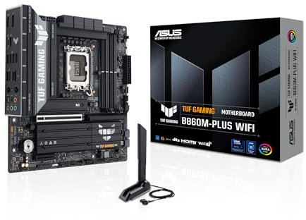 ASUS TUF Gaming B860M-PLUS WiFi B860 LGA 1851 mATX Motherboard, Intel Core Ultra Series 2 Ready, AI PC, 12+1+2+1 80A Stages, DDR5,PCIe 5.0, 3X M.2, Wi-Fi 7, 2.5G LAN, HDMI, USB 20Gbps Type-C
