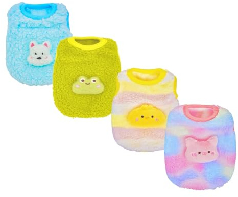 YorkieGogo 4-Piece Tiny Pet Clothes, Candy Colored Plush Sweater Shirts for Newborn/Teacup Cats & Dogs (e.g., Chihuahuas, Yorkies), Bunnies, and Other Small Animals/Little Monsters (Gradient, XS)