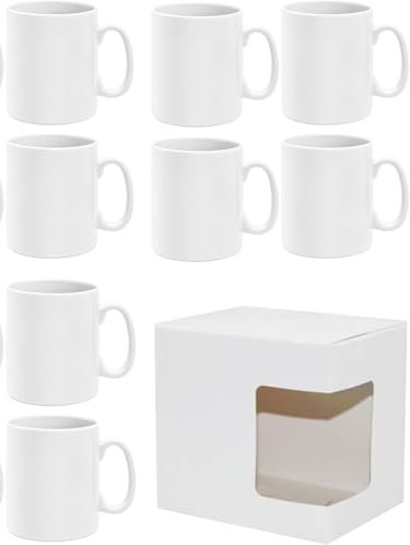 Partycolarità - 8 Tazze 325ml in Polimero Bianco per Sublimazione con Scatole omaggio - Scatola con finestra - 100 x 80
