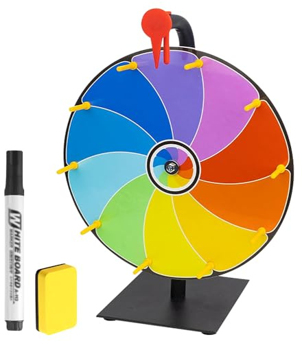 Mineup Glücksrad, 30 cm, drehbares Belohnungsrad, 10 Slots Glücksrad mit Marker und Löscher, buntes Drehrad für Partys, Pubs, Messen und Karneval