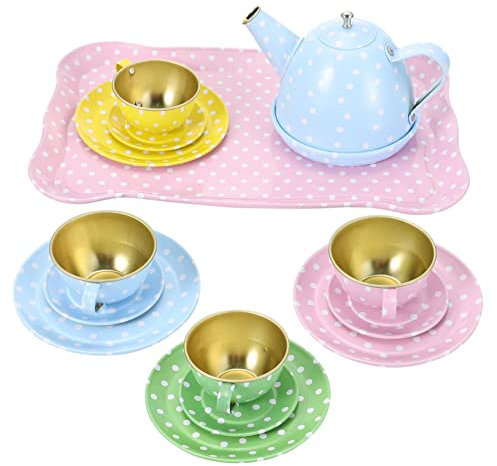 KONTONTY 1 Satz Mini Teeservice Spielzeugset für Teiliges Küchenspielzeug für Rollenspiele für Jungen Robustem Blech für Nachmittags Tee Szenen