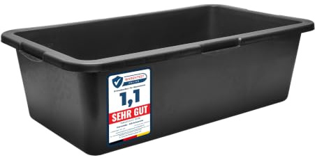 Garronda Mörtelwanne 1 Pack 40 L Mörtelkübel Baueimer Maurerkübel GD-0169 | Rechteckig, aus recyceltem PE, mit Füllstandsskala, verstärktem Boden und Rand sowie geformten Griffen für Bau und Garten