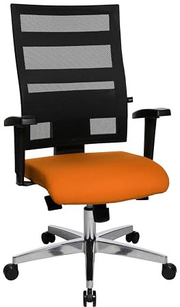 Topstar X-Pander 959TT340, Bürostuhl, Schreibtischstuhl, inkl. höhenverstellbare Armlehnen, Netzbezug, Bezugsstoff, orange/schwarz