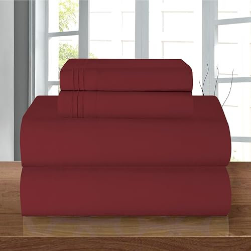Elegant Comfort Bettwäsche-Set, luxuriös, weich, Fadenzahl 1500, ägyptische Qualität, Knitter- und lichtbeständig, 3 Stück Modern King burgunderfarben