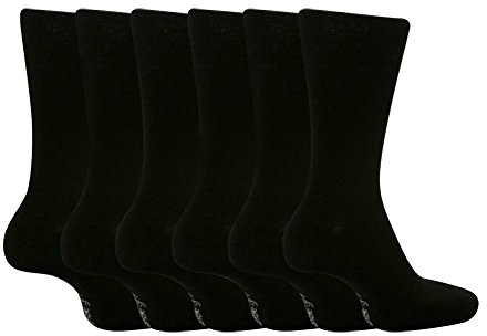 Gentle Grip 6 Pairs Mens BIGFOOT Loose Top Socks Size 12-14 Uk, Plain Colours