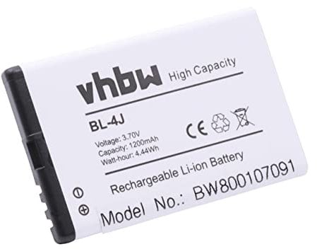 vhbw Li-Ion battery 1200mAh (3.7V) for mobile phone phone smartphone NOKIA C6, C6-00, Touch 3G replaces BL-4J.